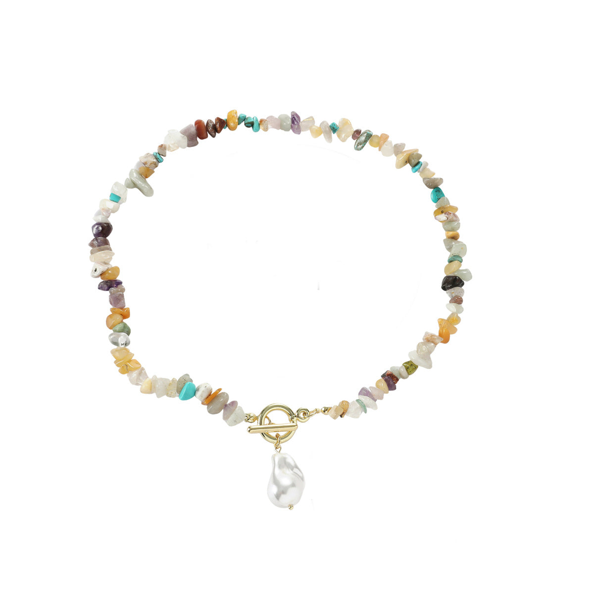 Resin Resin and Pearl Toggle Pendant Necklace, pendant necklace for women, vintage-inspired design, front view