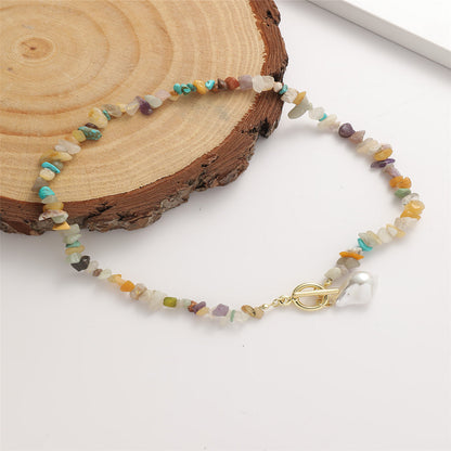 Resin Resin and Pearl Toggle Pendant Necklace, pendant necklace for women, vintage-inspired design, side view