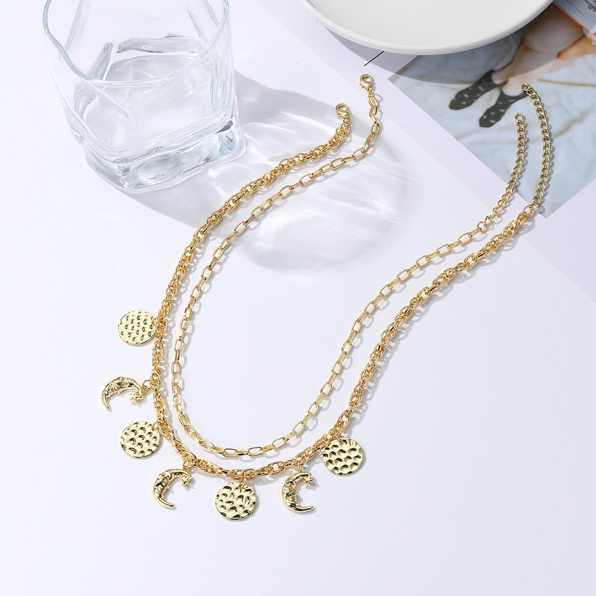 18K Gold-Plated Moon Pendant Necklace Set, jewelry gift sets for women, dainty minimalist design, lifestyle look