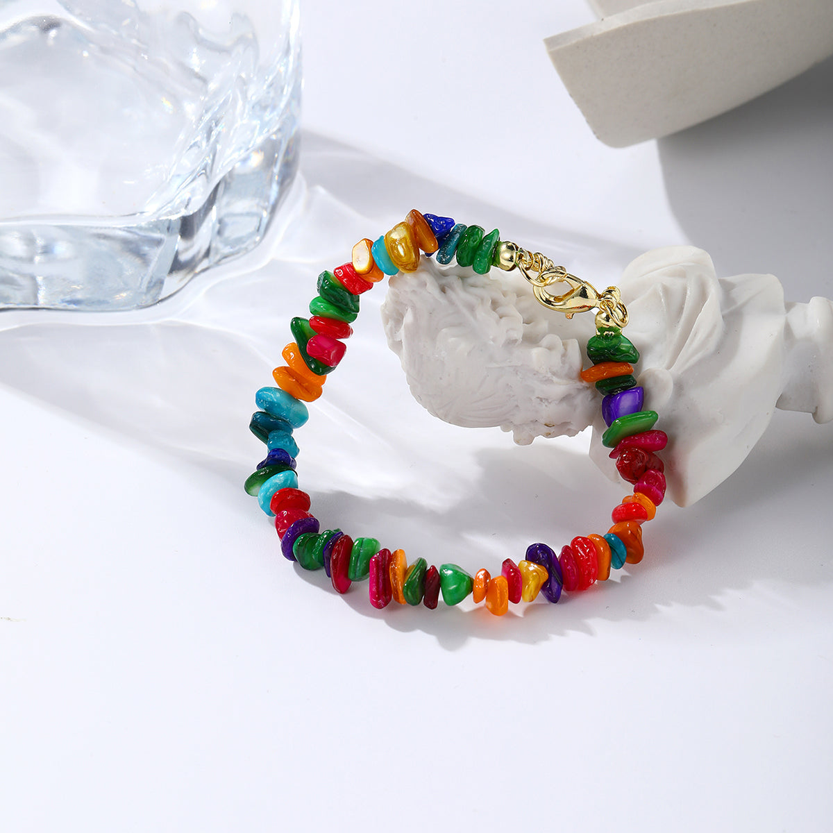 Colored Resin and 18K Gold-Plated Bracelet, gold bracelet for women, elegant gift for her, side view