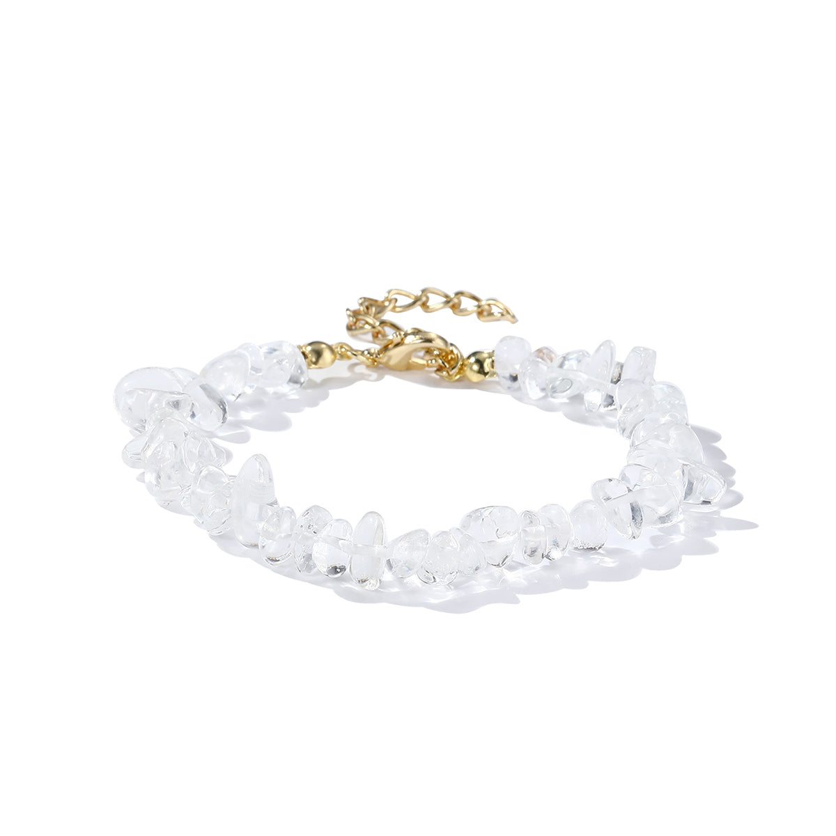 Clear Resin and 18K Gold-Plated Bracelet, gold bracelet for women, botanical inspired, front view