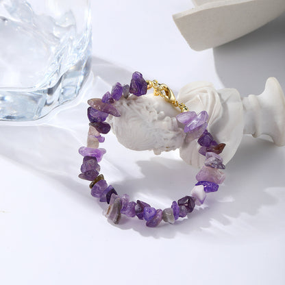 Purple Resin and 18K Gold-Plated Bracelet, gold bracelet for women, elegant gift for her, side view