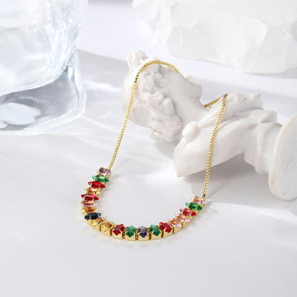 Green Crystal and 18K Gold-Plated Marquise Adjustable Bracelet, gold bracelet for women, detail close-up