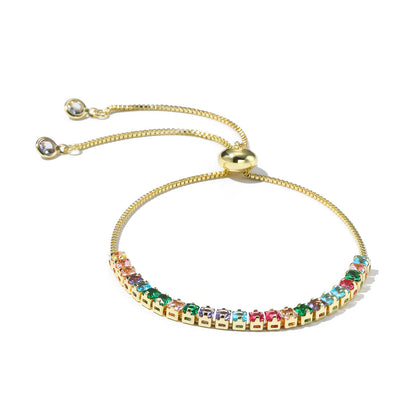 Green Crystal and 18K Gold-Plated Square Adjustable Bracelet, gold bracelet for women, lifestyle look