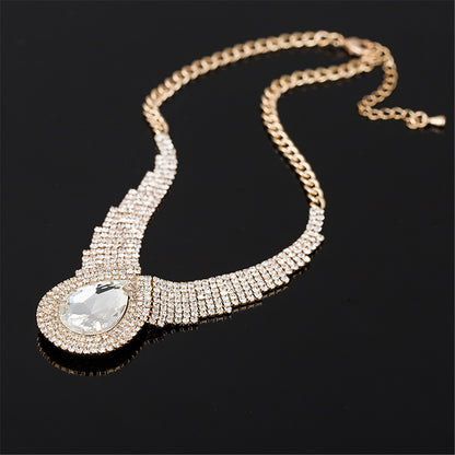 Crystal and Cubic Zirconia Layer Drop Statement Necklace, pendant necklace for women, everyday style, styled look
