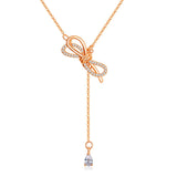 Crystal & Cubic Zirconia Bow Lariat Necklace