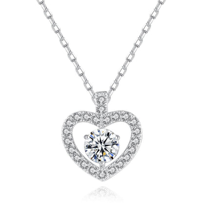 Crystal and Cubic Zirconia Openwork Heart Pendant Necklace, pendant necklace for women, elegant gift for her, front view
