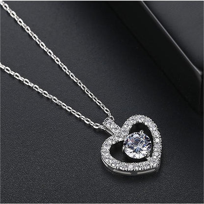 Crystal and Cubic Zirconia Openwork Heart Pendant Necklace, pendant necklace for women, elegant gift for her, styled look