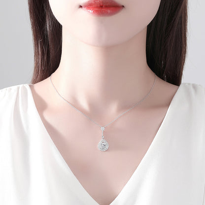 Crystal and Cubic Zirconia Silver-Plated Drop Pendant Necklace, silver pendant necklace for women, lifestyle look