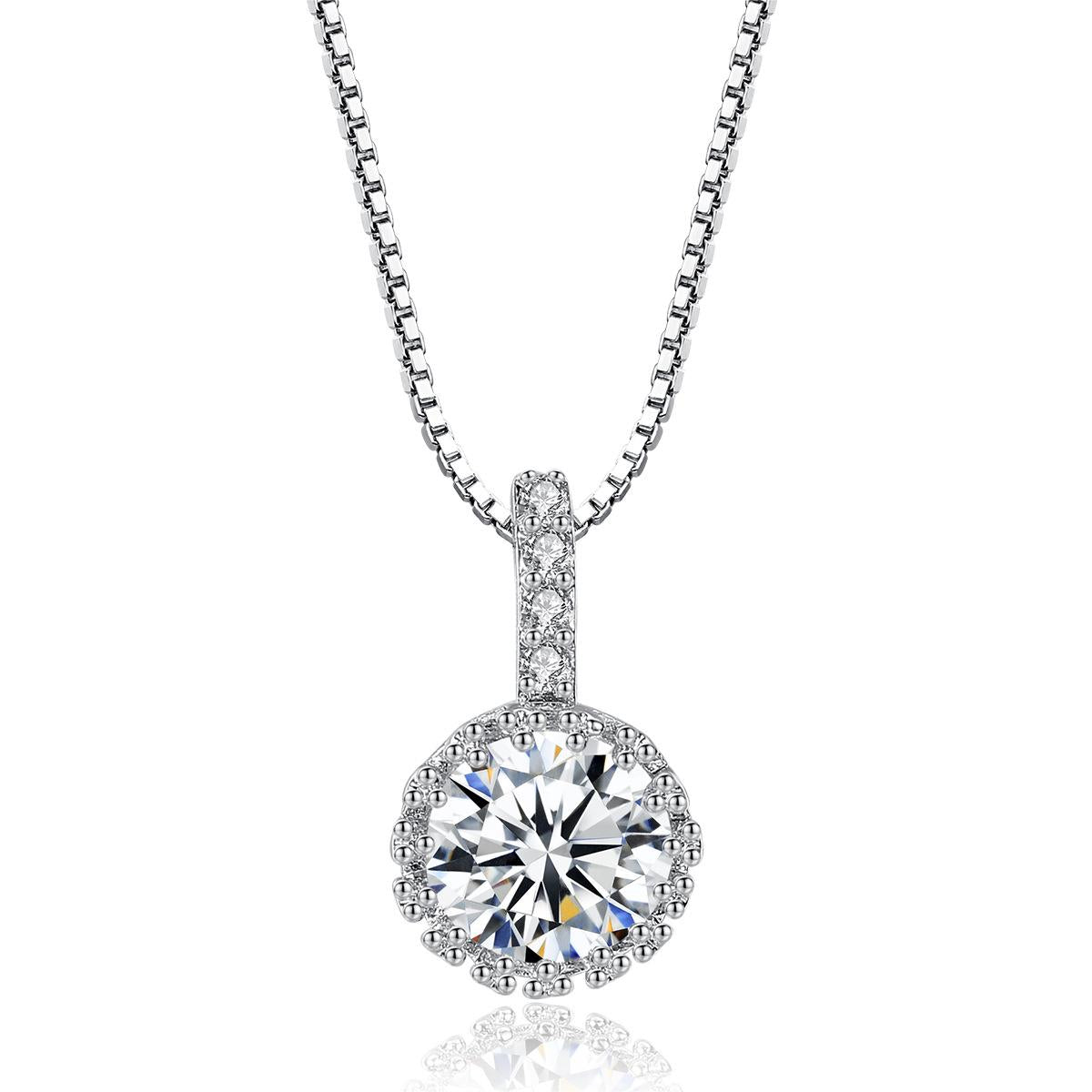 Crystal and Cubic Zirconia Round Pendant Necklace, pendant necklace for women, everyday style, detail close-up