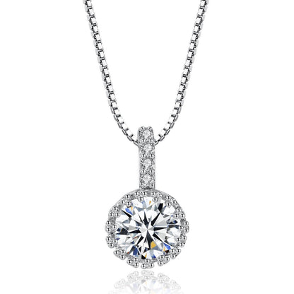 Crystal and Cubic Zirconia Round Pendant Necklace, pendant necklace for women, everyday style, detail close-up