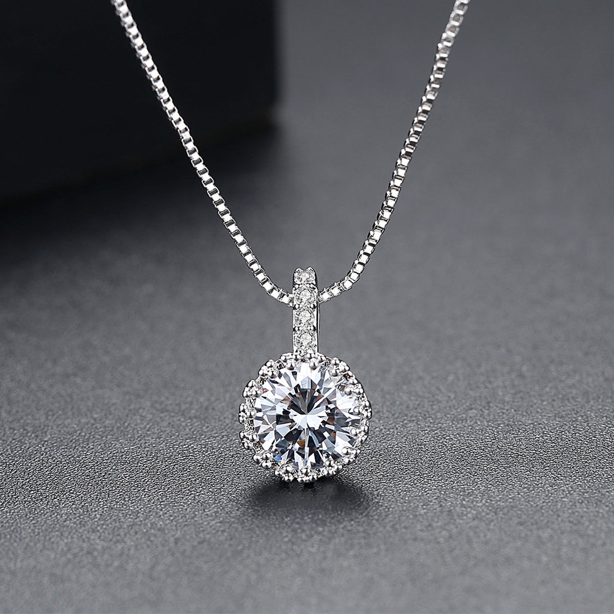 Crystal and Cubic Zirconia Round Pendant Necklace, pendant necklace for women, everyday style, front view