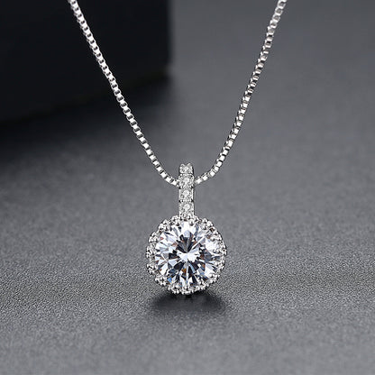 Crystal and Cubic Zirconia Round Pendant Necklace, pendant necklace for women, everyday style, front view