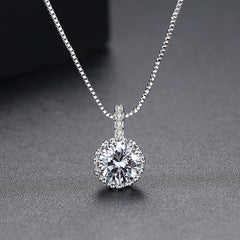 Crystal & Cubic Zirconia Round Pendant Necklace