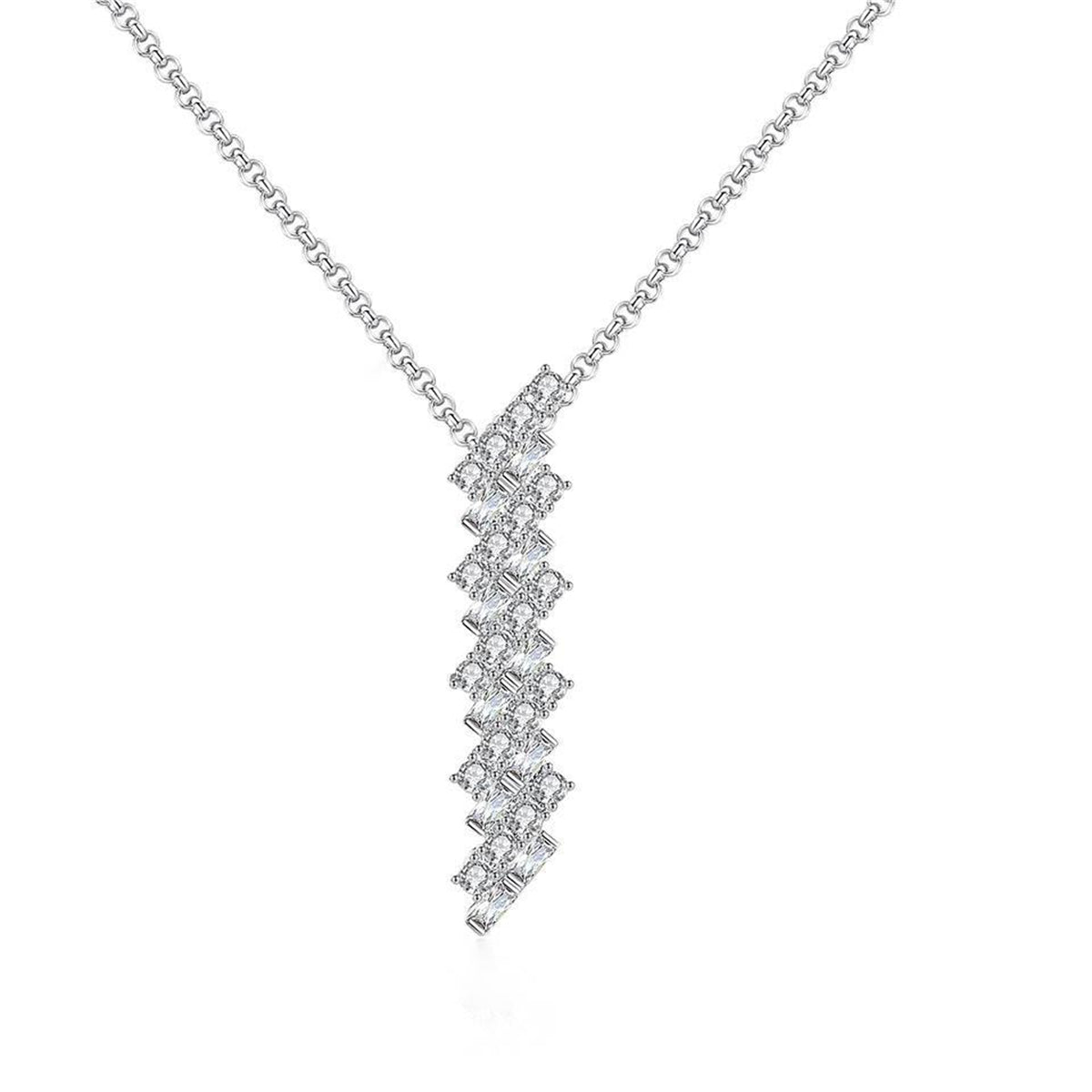 Crystal and Cubic Zirconia Stacked Pendant Necklace, pendant necklace for women, elegant gift for her, front view