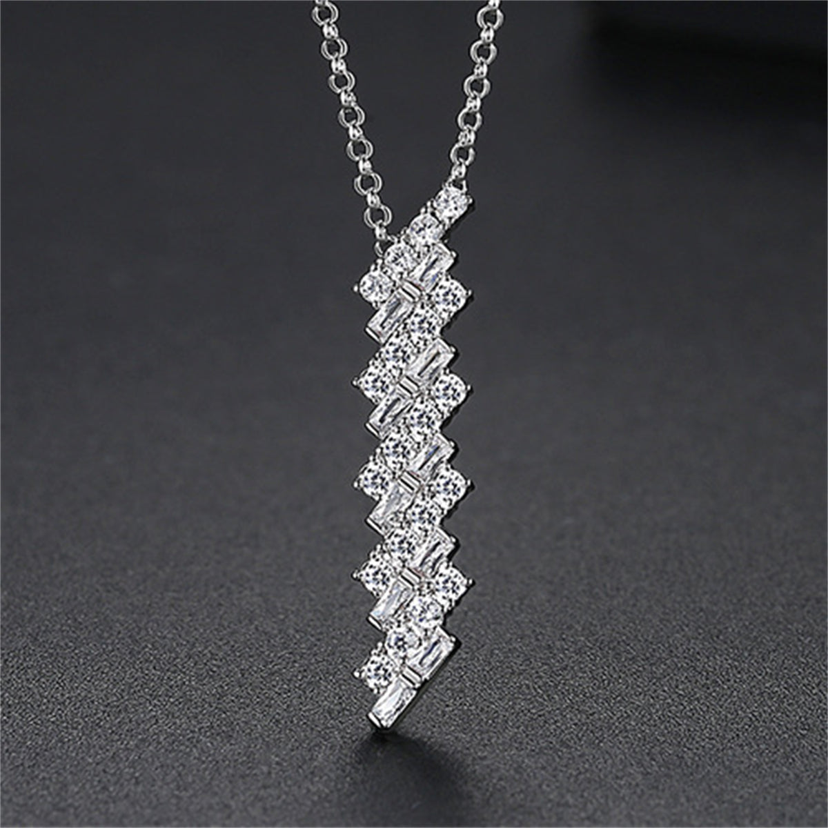 Crystal and Cubic Zirconia Stacked Pendant Necklace, pendant necklace for women, elegant gift for her, side view