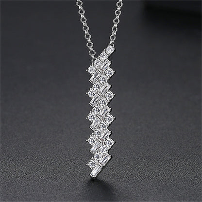 Crystal and Cubic Zirconia Stacked Pendant Necklace, pendant necklace for women, elegant gift for her, side view