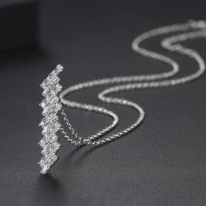 Crystal and Cubic Zirconia Stacked Pendant Necklace, pendant necklace for women, elegant gift for her, detail close-up
