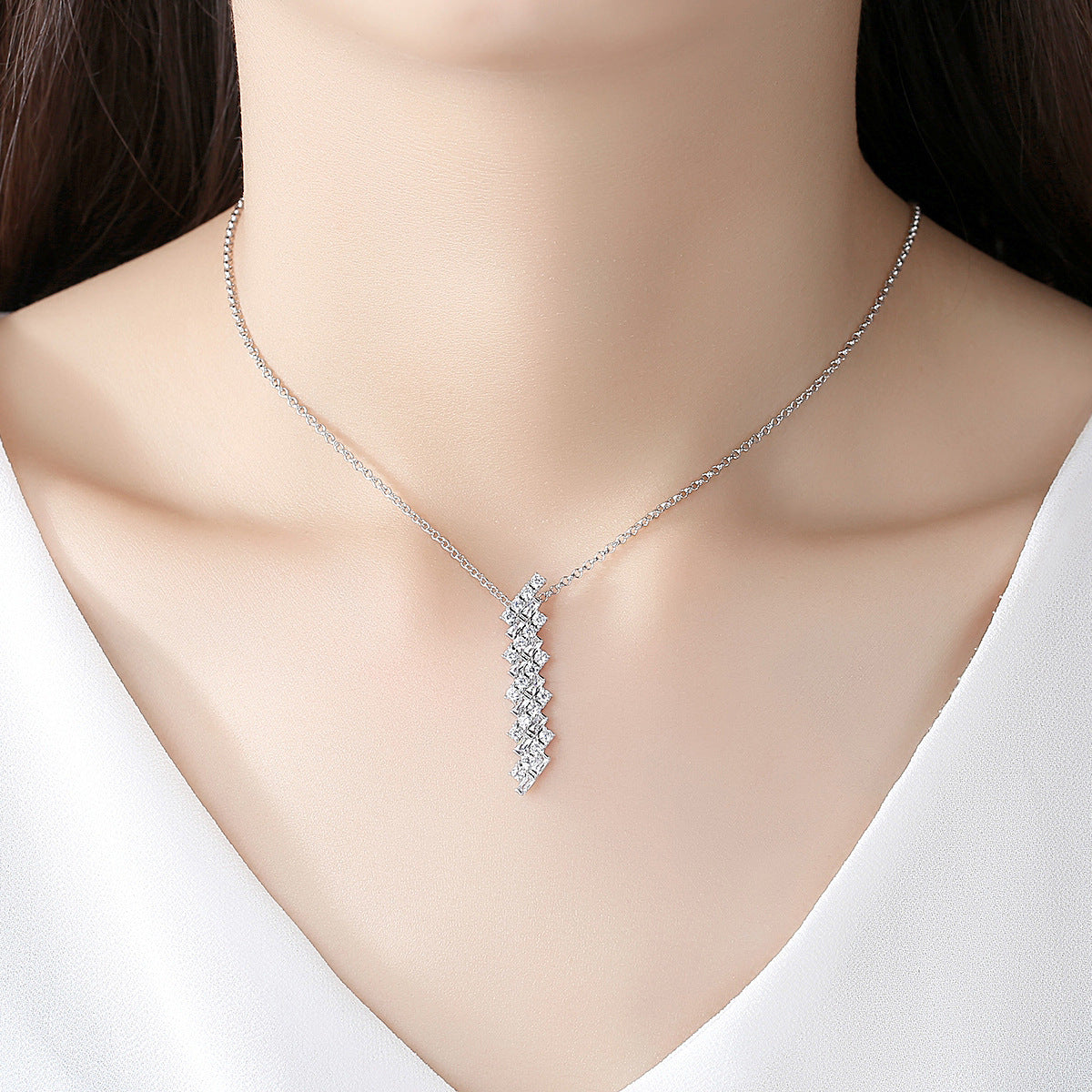 Crystal & Cubic Zirconia Stacked Pendant Necklace