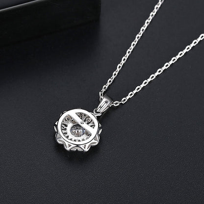 Crystal and Cubic Zirconia Flower Pendant Necklace, pendant necklace for women, dainty minimalist design, lifestyle look