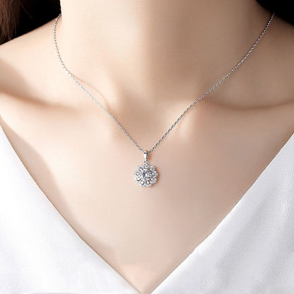 Crystal and Cubic Zirconia Flower Pendant Necklace, pendant necklace for women, dainty minimalist design, styled look