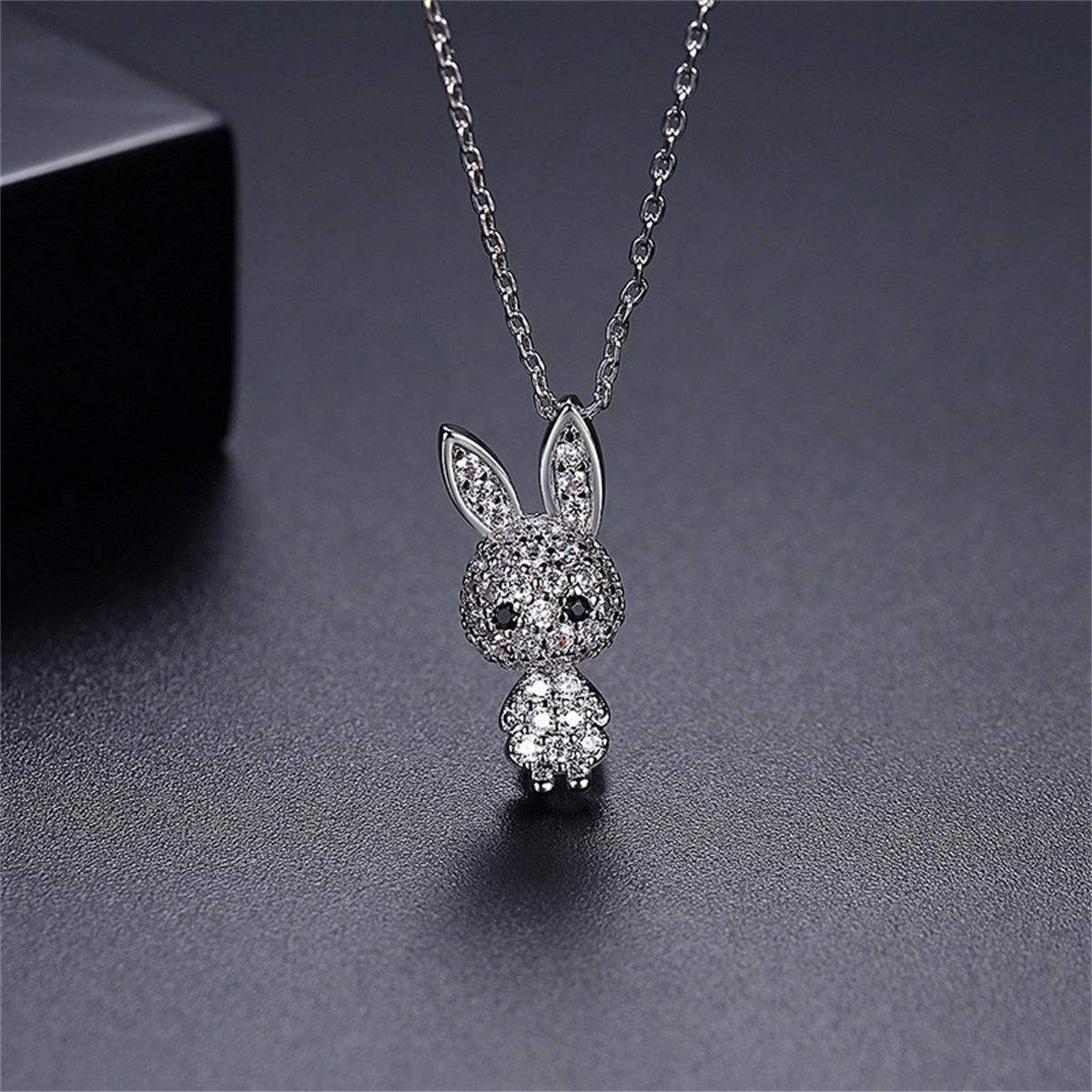 Cubic Zirconia & Silver-Plated Rabbit Pendant Necklace