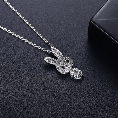 Cubic Zirconia and Silver-Plated Rabbit Pendant Necklace, silver pendant necklace for women, lifestyle look