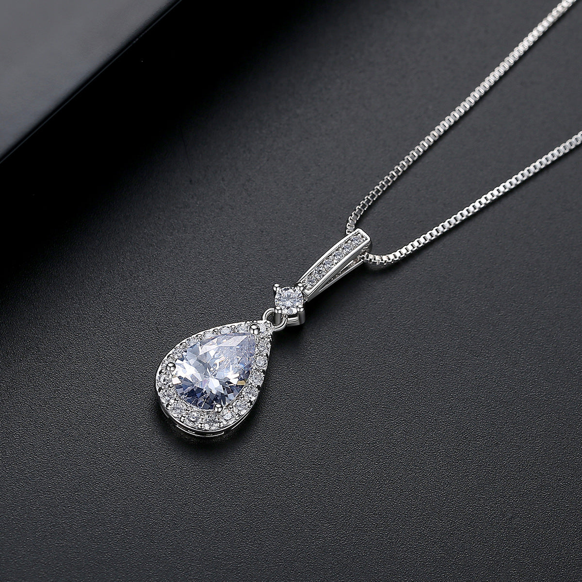 Crystal and Cubic Zirconia Teardrop Pendant Necklace, pendant necklace for women, vintage-inspired design, lifestyle look
