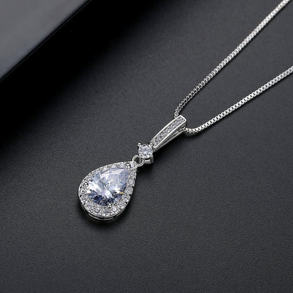 Crystal and Cubic Zirconia Teardrop Pendant Necklace, pendant necklace for women, vintage-inspired design, lifestyle look