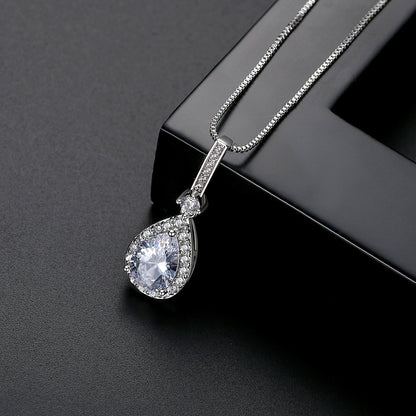 Crystal and Cubic Zirconia Teardrop Pendant Necklace, pendant necklace for women, vintage-inspired design, styled look