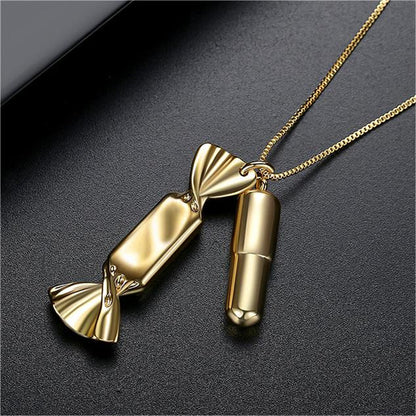 18K Gold-Plated Candy and Whistle Pendant Necklace, gold pendant necklace for women, botanical inspired, detail close-up