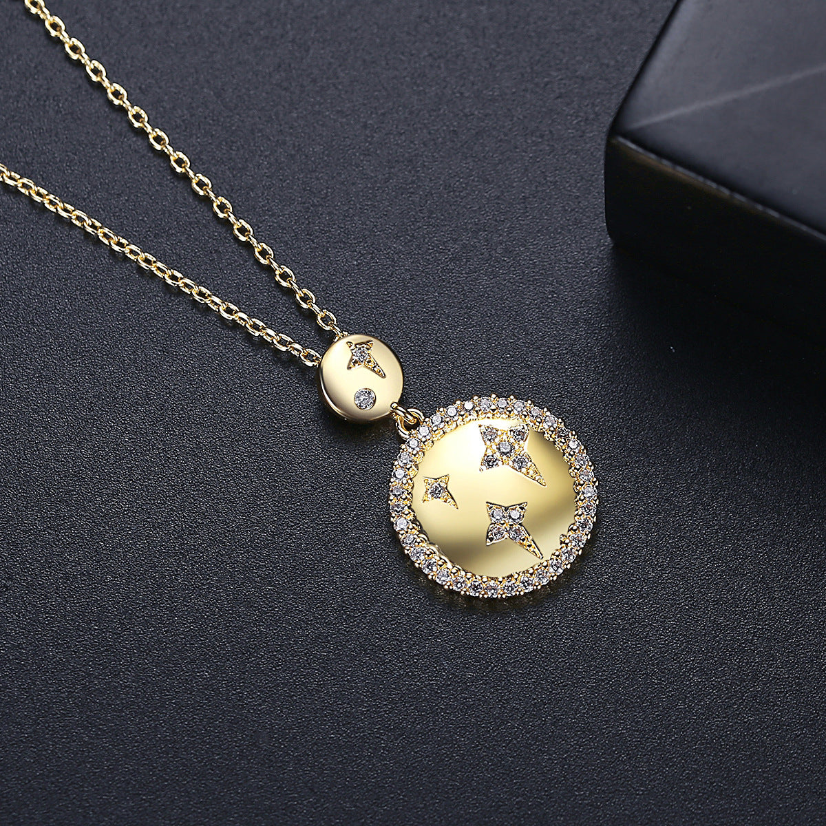 Cubic Zirconia and 18K Gold-Plated Star Pendant Necklace, gold pendant necklace for women, lifestyle look