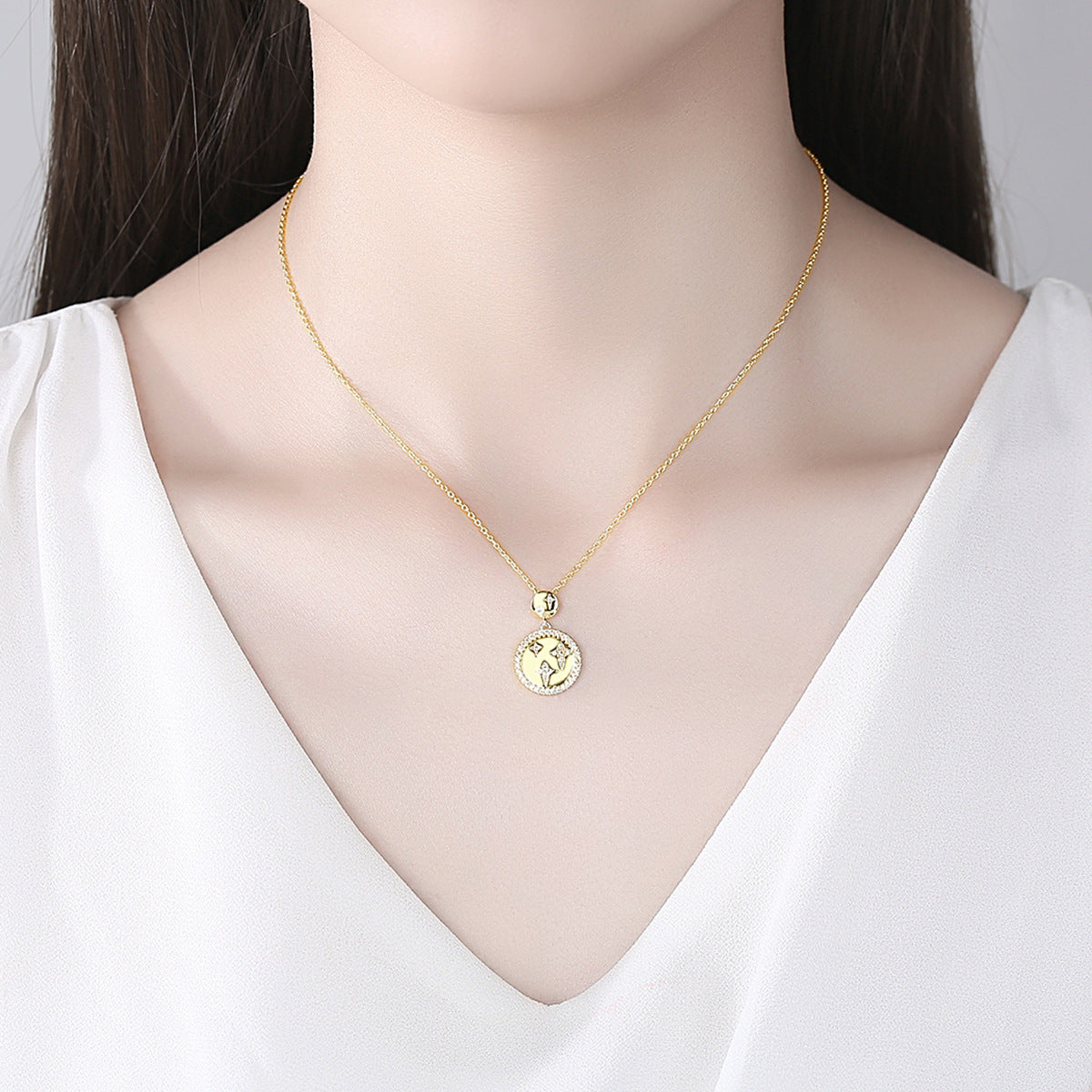 Cubic Zirconia and 18K Gold-Plated Star Pendant Necklace, gold pendant necklace for women, styled look