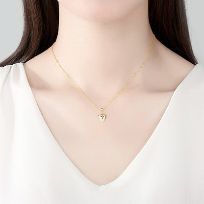 Cubic Zirconia and 18K Gold-Plated Flower Shield Pendant Necklace, gold pendant necklace for women, lifestyle look