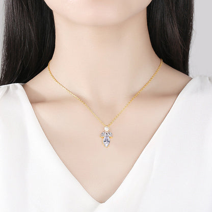 Marquise Crystal and Pearl 18K Gold-Plated Pendant Necklace, gold pendant necklace for women, lifestyle look