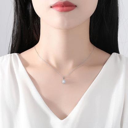 Crystal and Cubic Zirconia Silver-Plated Oval Pendant Necklace, silver pendant necklace for women, lifestyle look