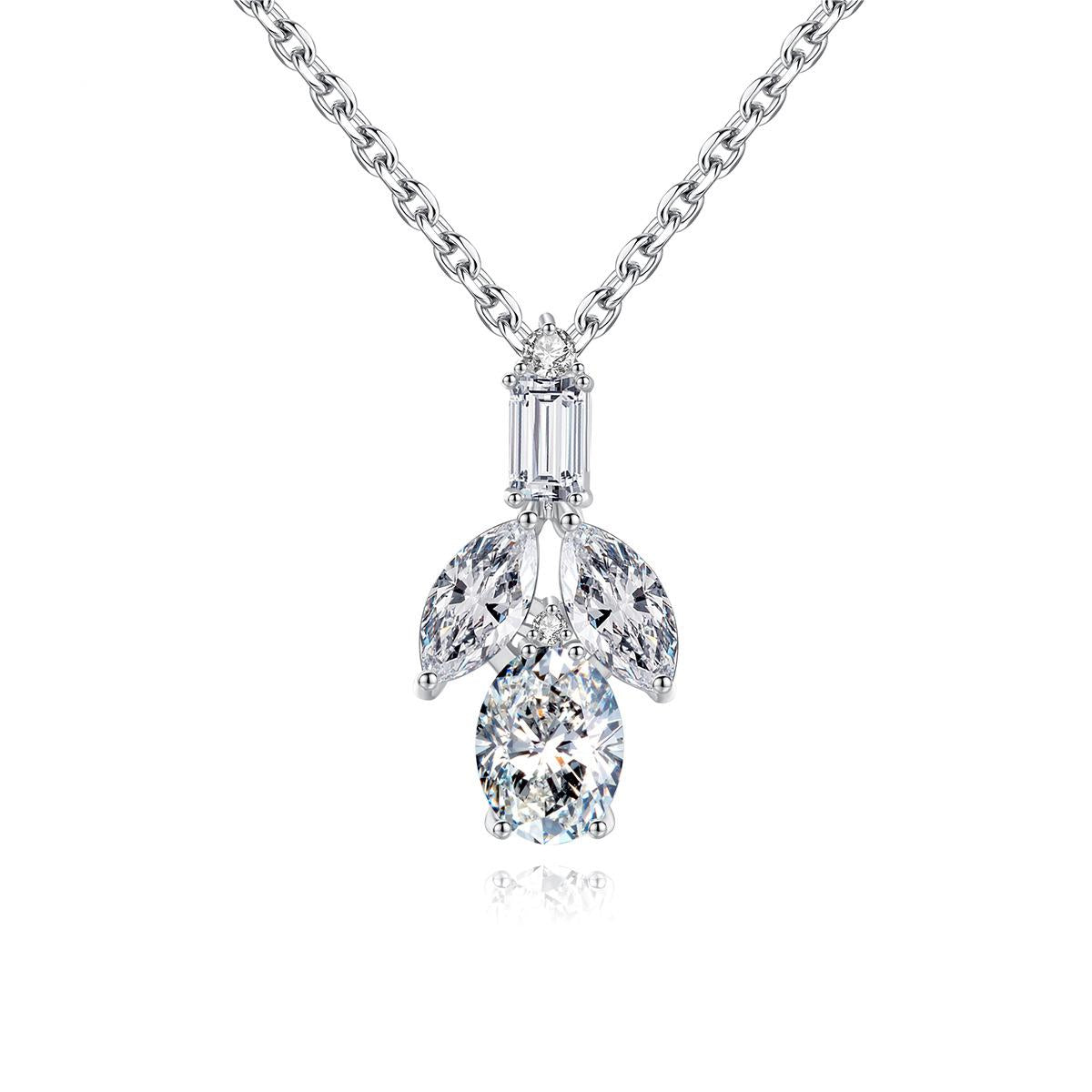 Crystal and Cubic Zirconia Botany Pendant Necklace, pendant necklace for women, elegant gift for her, front view