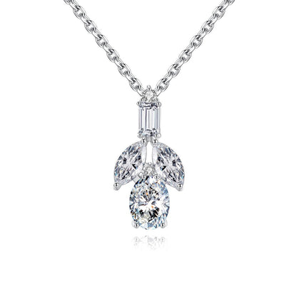 Crystal and Cubic Zirconia Botany Pendant Necklace, pendant necklace for women, elegant gift for her, front view