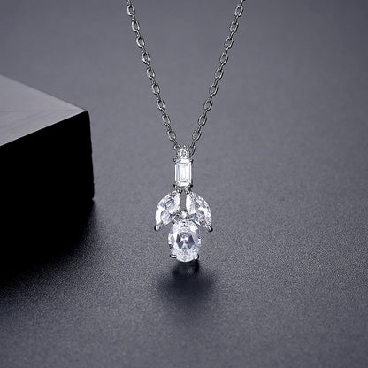 Crystal and Cubic Zirconia Botany Pendant Necklace, pendant necklace for women, elegant gift for her, side view
