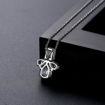 Crystal and Silver-Plated Geometric Pendant Necklace, silver pendant necklace for women, botanical inspired, detail close-up