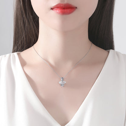 Crystal and Silver-Plated Geometric Pendant Necklace, silver pendant necklace for women, botanical inspired, lifestyle look