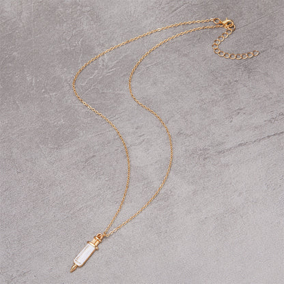 Enamel and 18K Gold-Plated Injector Pendant Necklace, gold pendant necklace for women, botanical inspired, detail close-up