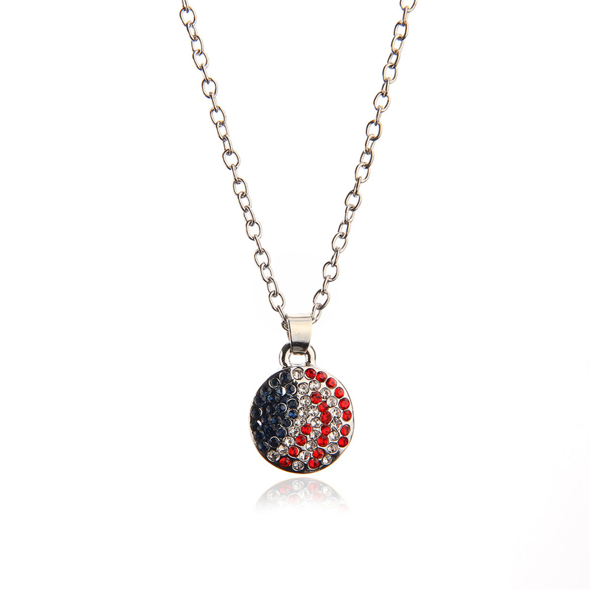 Cubic Zirconia and Silver-Plated Round Pendant Necklace, silver pendant necklace for women, front view