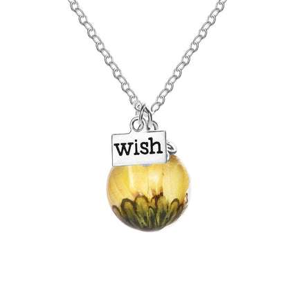 Silver-Plated 'Wish' Daisy Pendant Necklace, silver pendant necklace for women, everyday style, side view