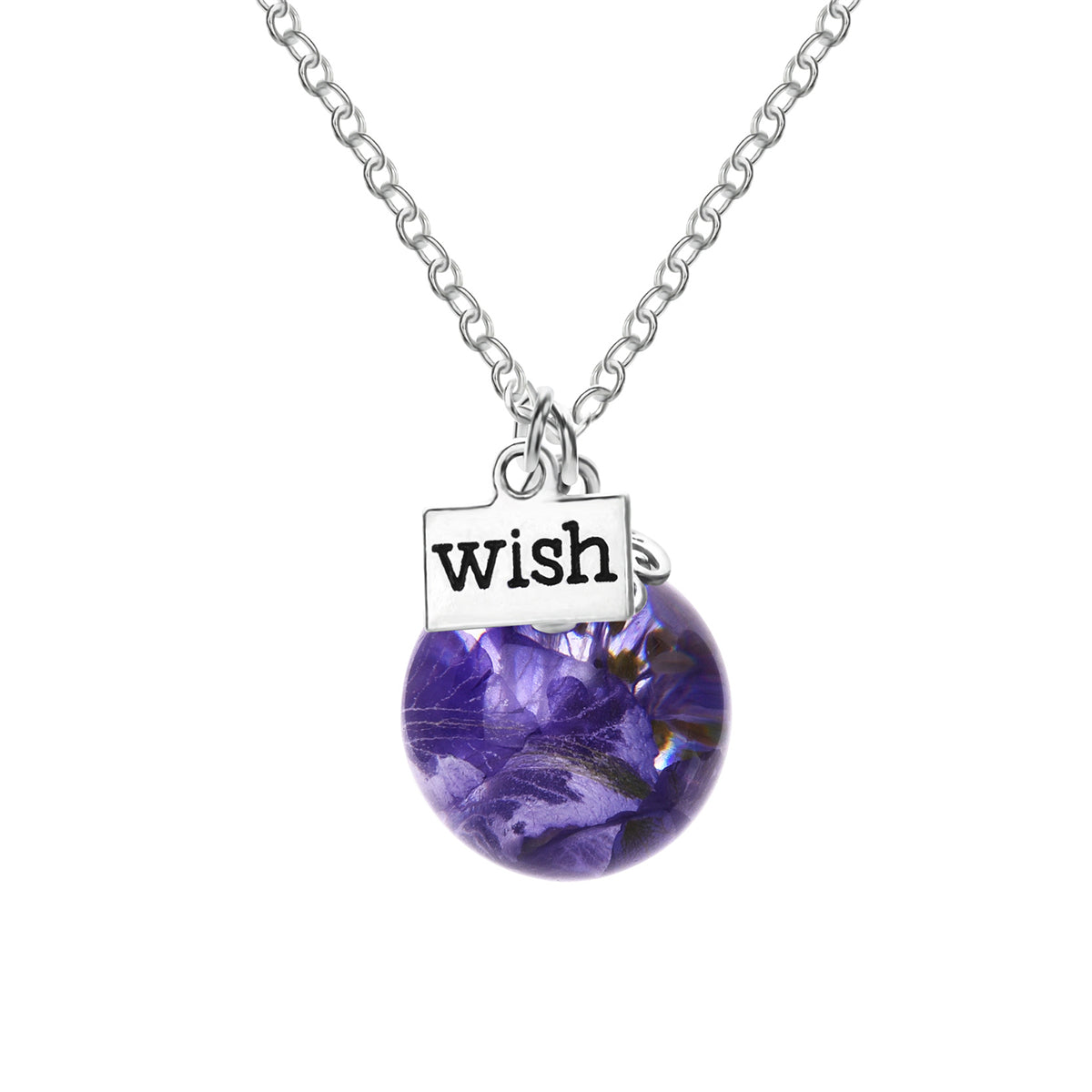 Delphinium Wish Pendant Necklace, pendant necklace for women, elegant gift for her, side view