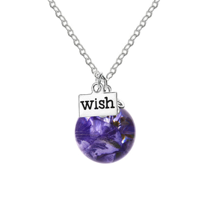 Delphinium Wish Pendant Necklace, pendant necklace for women, elegant gift for her, side view