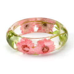 Green & Pink Dried Flower Bangle