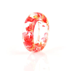 Dark Coral & Orange Dried Flower Band Ring