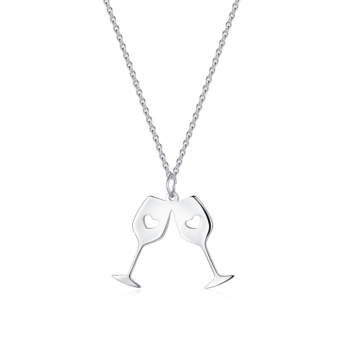 Silver-Plated Double Wine Cup Pendant Necklace
