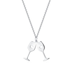 Silver-Plated Double Wine Cup Pendant Necklace
